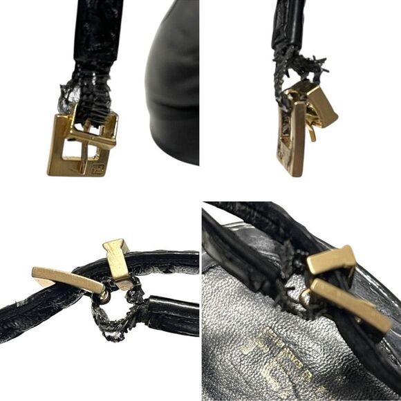 FENDI Patent Leather Slingback Logo Heel Peeptoe Sandals 37 - Picture 10 of 16